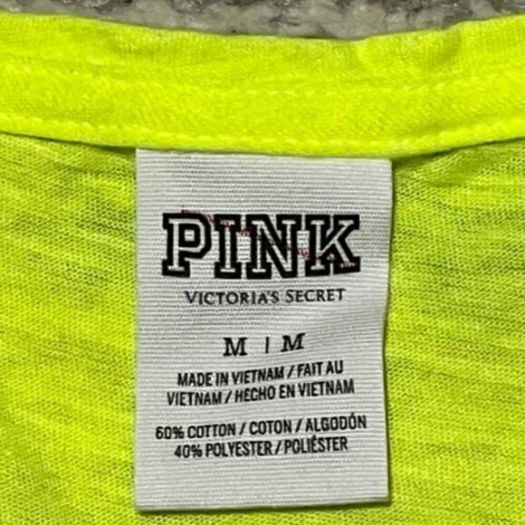 Victoria’s Secret NWOT PINK Neon Yellow Pocket Cropped Workout Tank Top Medium - Picture 4 of 6